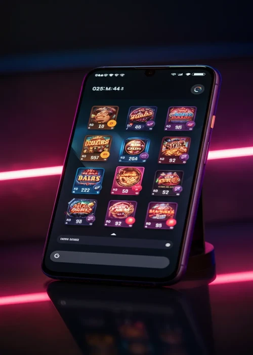 Interface de jeu immersive de Mad Casino présentant une large sélection de machines à sous et de tables de casino en direct.
